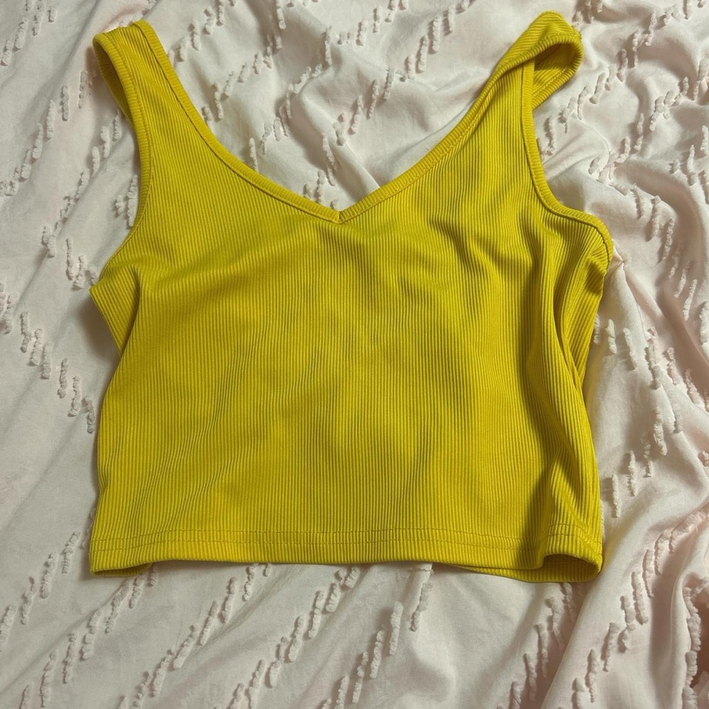 SHEIN Yellow Ribbed Crop Top